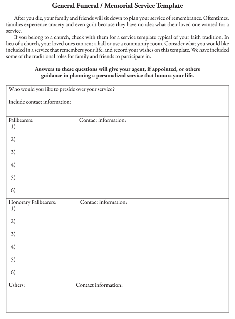 After Death Instructions Template from www.honormywishes.org